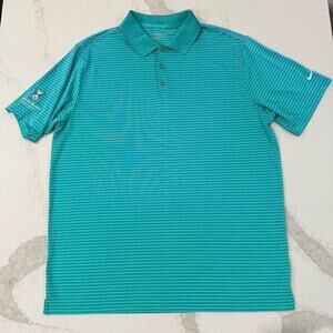 Nike Golf Tour Performance DriFit Polo Mens XL Teal Stripe NaplesGrande GolfClub